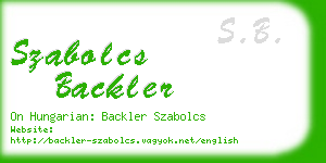 szabolcs backler business card